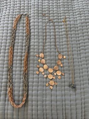 3 goldtone statement necklaces